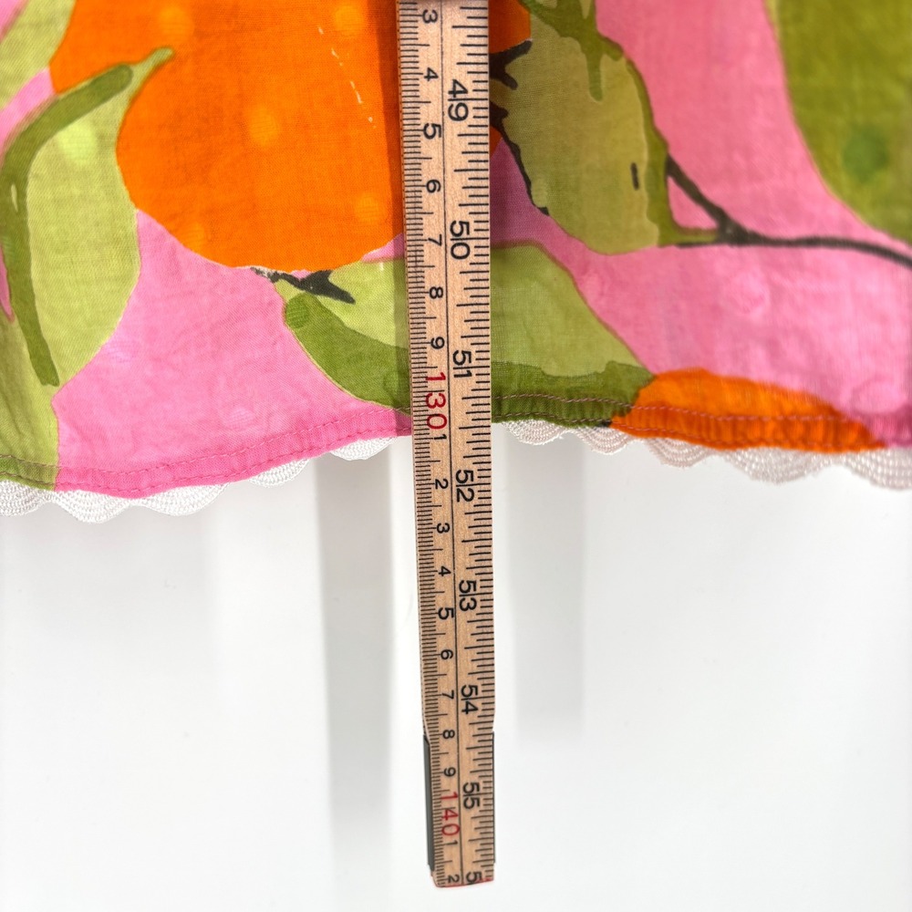 Olivia James The Label Pink Citrus Fruit Print Tiered Maxi Dress Ric Rac Trim XS - Picture 9 of 10